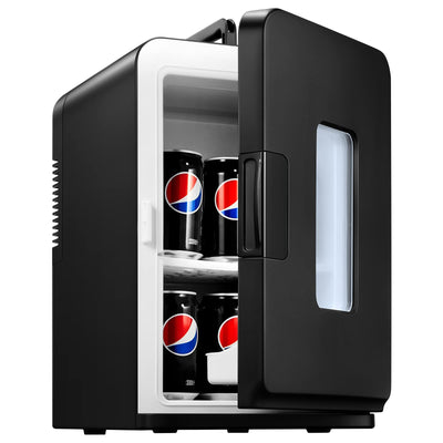 NORTHCLAN Mini Fridge for Room 15 L, with 220 V AC/12 V DC for Car and Home Use, Portable Fridge and Heating Fridge Perfect for Drinks, Cosmetics, Snacks, Max & Eco Mode, Black