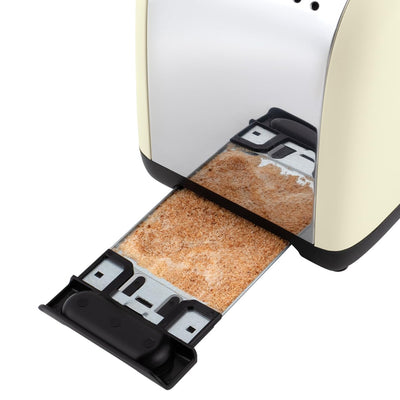 Russell Hobbs Toaster [für 2 Scheiben] Colours Plus Edelstahl Creme (extra breite Toastschlitze, inkl. Brötchenaufsatz, 6 Bräunungsstufen + Auftaufunktion, Lift & Look-Funktion, 1600W) 26551-56