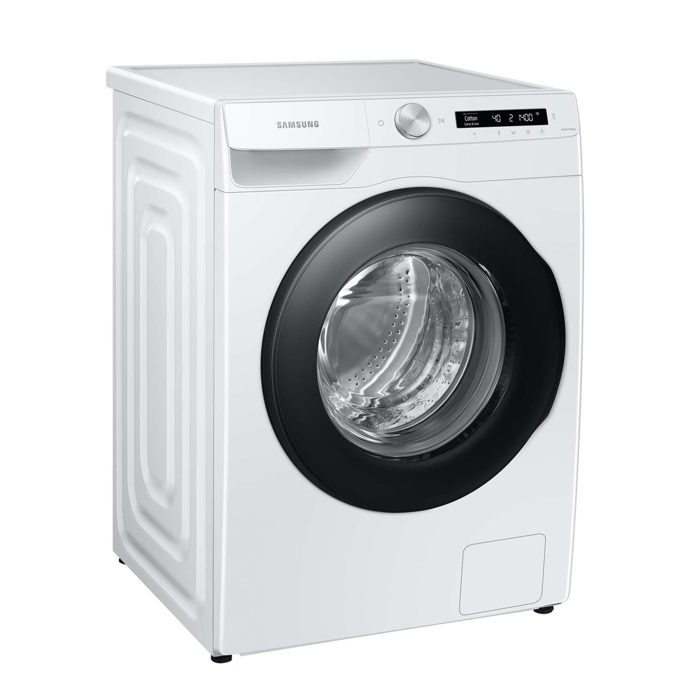 Samsung WW90T504AAWCS2 Waschmaschine, 9 kg, 1.400 U/min, Extra energiesparend, EEK: A (-10 %), AI Ecobubble, AI Control, SmartThings App und AI Energy Mode, Hygiene-Dampfprogramm, Weiß