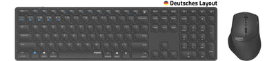 Rapoo 9800M kabelloses Tastatur-Maus Set Wireless Deskset 1600 DPI Sensor wiederaufladbarer Akku flaches Aluminium Design DE-Layout QWERTZ PC & Mac - dark grey