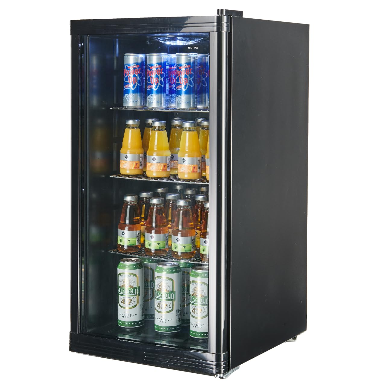 METRO Professional Mini-Kühlschrank GPC1088, 88 L, 1.052 kWh/24h, 3 Edelstahl-Drahtböden, schwarz