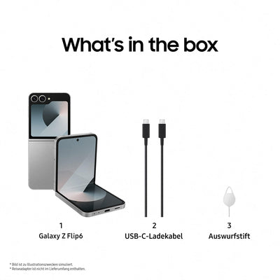 Samsung Galaxy Z Flip6 AI-Smartphone, Simlockfreies Handy ohne Vertrag, 256 GB Speicher, Silver Shadow + Buds3 Pro Kabellose Bluetooth-Kopfhörer, Active Noise Cancelling (ANC)