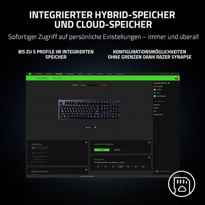 Razer Huntsman V2 (Purple Switch) - Praktisch latenzfreie optische Gaming-Tastatur (Handballenauflage, 4 Medientasten, Doubleshot PBT-Tastenkappen) QWERTZ DE-Layout | Schwarz