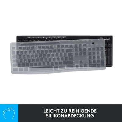 Logitech MK270 Desktop for Education mit Silikonabdeckung, kabellose Tastatur-Maus-Kombination für Windows, 2,4 GHz USB, kompakte Maus, 8 Multimedia-Tasten, PC, Deutsches QWERTZ-Layout - Schwarz