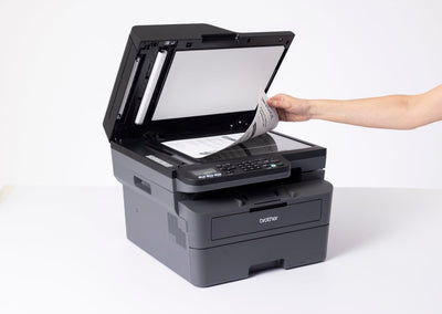 Brother MFC-L2827DW 4-in-1-Multifunktions-Laserdrucker, 32 ppm, Duplexdruck, 2-zeiliges LC-Display, Fast Ethernet, WLAN mit 5 GHz und USB 2.0