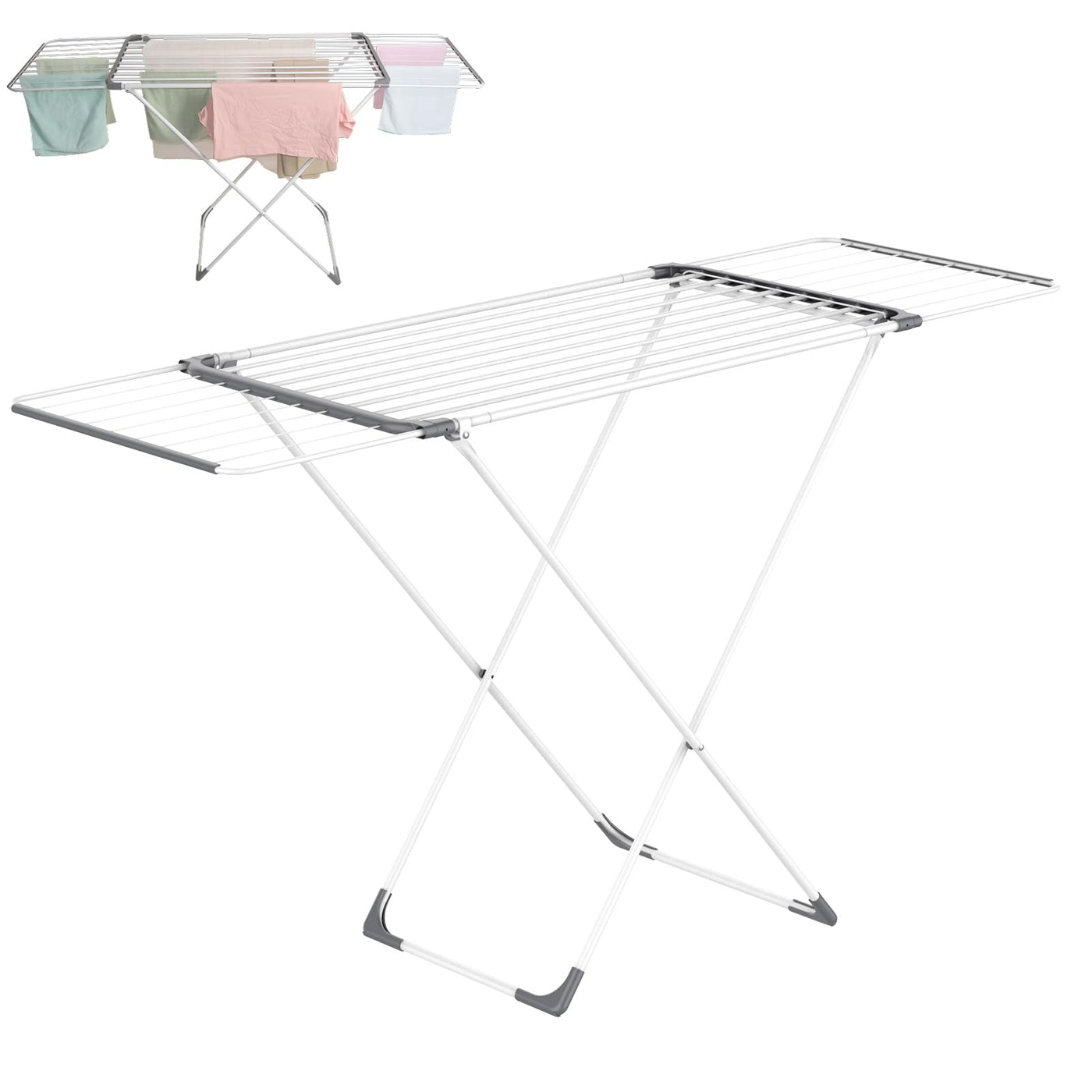 Coastech Wäscheständer - Ausziehbarer Wäscheständer für stabiles, rutschfestes und platzsparendes Wäschetrocknen - 136cm x 5.5cm x 57cm