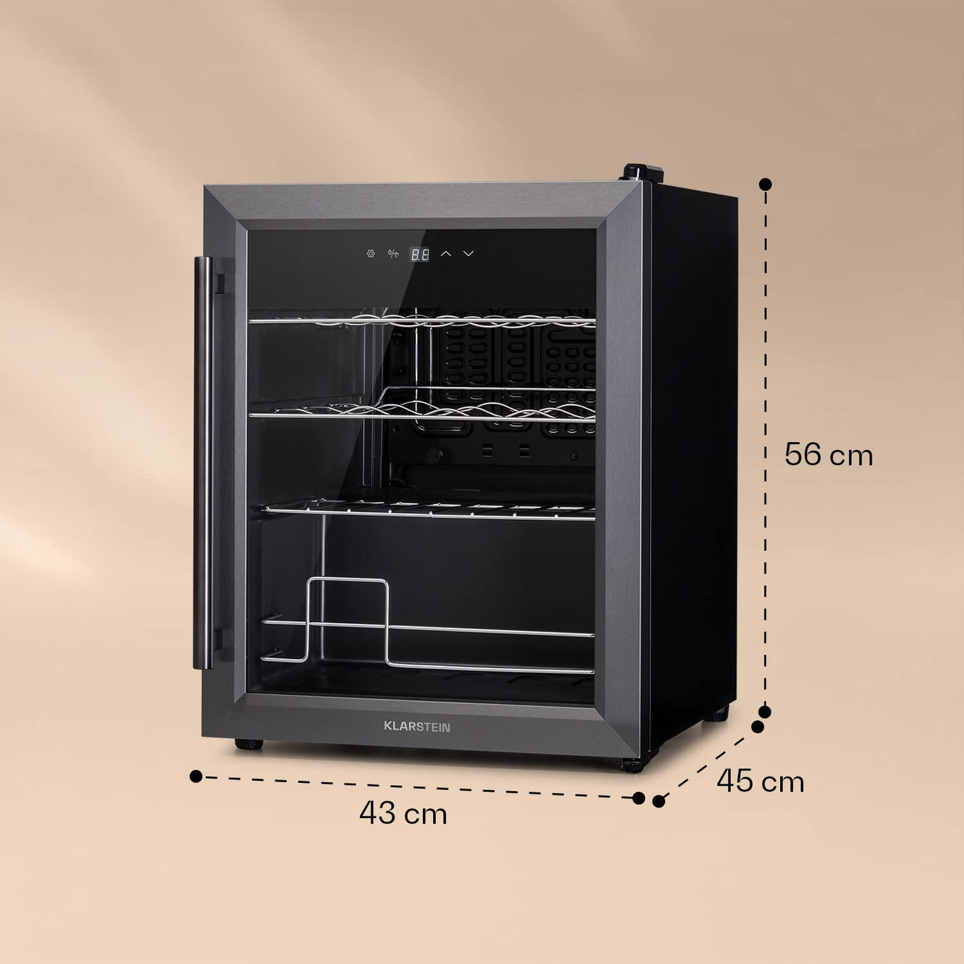 Klarstein Ultimo Uno Weinkühlschrank - Wine Fridge mit Temperaturregler: 5-8 °C, Weinschrank mit Touch-Bedienfeld, Platz für 16 Flaschen, 42 Liter Gesamtvolumen, schwarz