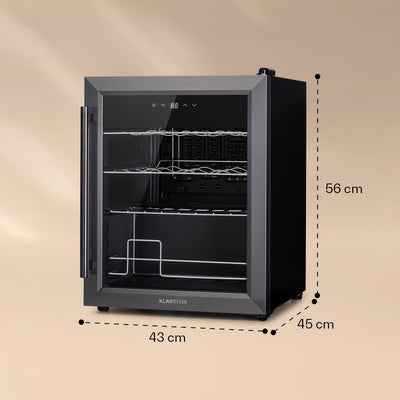 Klarstein Ultimo Uno Weinkühlschrank - Wine Fridge mit Temperaturregler: 5-8 °C, Weinschrank mit Touch-Bedienfeld, Platz für 16 Flaschen, 42 Liter Gesamtvolumen, schwarz