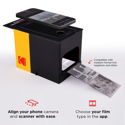 KODAK 6x6 Mobiler Filmscanner, konvertieren und speichern Sie 6x6 Dias und Negative [120 und 220 Filmformate] auf Ihrem Smartphone