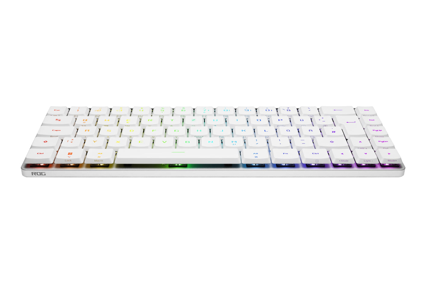 ASUS ROG Falchion RX Low Profile 65% kabellose Gaming-Tastatur (QWERTZ-Layout, optische ROG RX Low-Profile-Switches, Bluetooth, 2,4-GHz-RF Wireless, kabelgebunden USB, MacOS kompatibel, weiß)