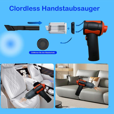 Hqynss Akku Handstaubsauger mit 7000Pa Saugleistung, 3-in-1 Multifunktions Autostaubsauger, Waschbarer Filter, USB Aufladung, Mini Tragbarer Staubsauger für Auto und Zuhause