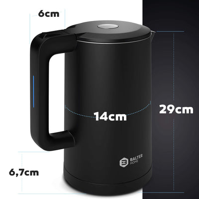 Balter Wasserkocher Edelstahl WK-4, 1,7 Liter, elektrischer Wasserkocher, Doppelwand Design, BPA frei, LED, Teekocher Kompakt, leise (Pink)