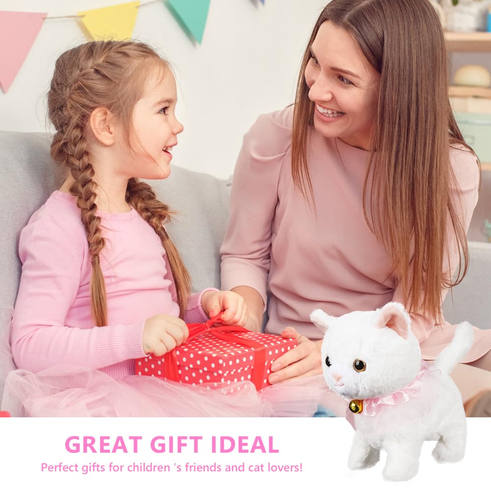 Lotvic Interaktives Haustier Katze, Spielzeug Katze für Kinder, Interaktives Plüschtier Katze mit Gehen, Bellen, Schwanzwedeln, Realistische Interaktive Haustierkatze, für Kinder ab 2 Jahren