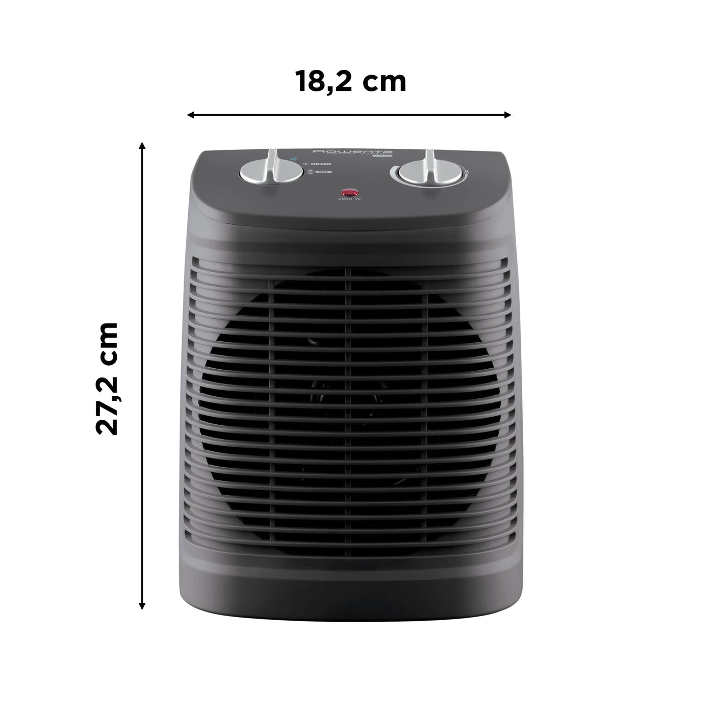 Rowenta SO2320 Instant Comfort Compact Heizlüfter | 2000 Watt | 2 Leistungsstufen | leise Heizung | kompakt | leicht zu transportieren | Auto Safety | Grau