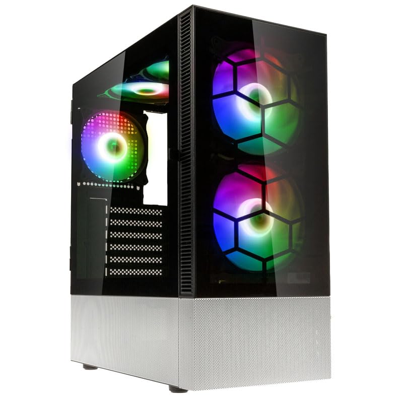 Kolink Observatory MX Glass PC-Gehäuse, Kolink Umbra ARGB-Lüfter, Mesh-PSU-Verkleidung, Glasfrontplatte, SPCC-Stahl, Midi Tower, Schwarz und Weiß
