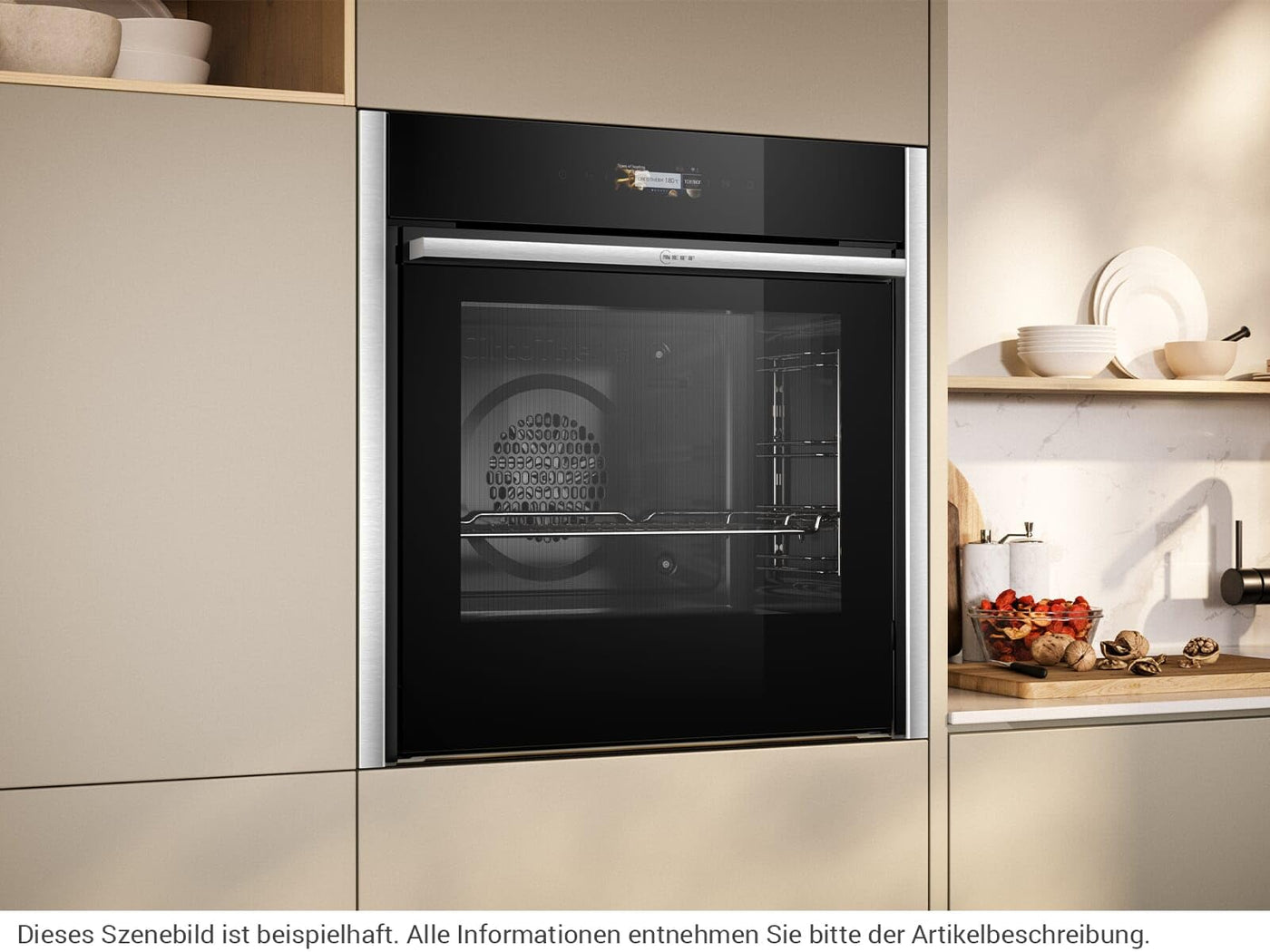 NEFF B54CR71N0, N 70, Smarter Einbau-Backofen, 60x60 cm, Made in Germany, Pyrolyse, Optimaler Zugriff mit Slide&Hide, Full Touch TFT-Display, Air Fry Funktion, Automatikprogramme, Soft Open, Edelstahl