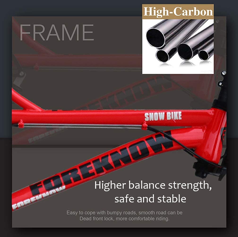 Wind Greeting 26 Zoll Mountainbike,21 Gang-Schaltung Erwachsene Fette Reifen Fahrrad,Rahmen aus Kohlenstoffstahl,Vollfederung Scheibenbremsen Hardtail Bike (Rot)