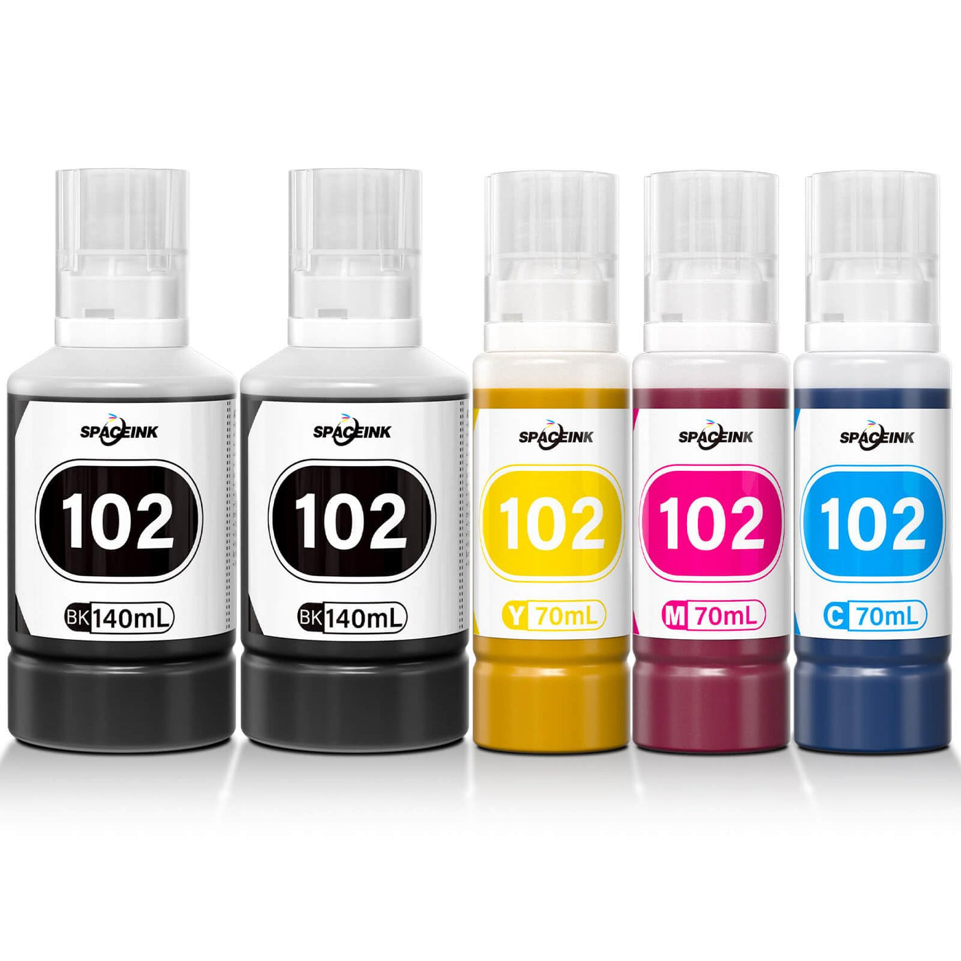 Spaceink Tinte 102 Multipack kompatibel für Epson ET-4850 ET-4750 ET-2850 ET-2750 ET-15000 ET-2700 ET-3700 ET-3850 ET-4856 ET-2751 ET-2756 ET-2851 ET-2856 Drucker (2Schwarz, C, M, Gelb)