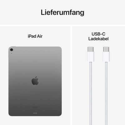 Apple 13" iPad Air (M2): Liquid Retina Display, 256 GB, 12 MP Querformat Frontkamera/12 MP Rückkamera, WLAN 6E, Touch ID, Batterie für den ganzen Tag – Space Grau