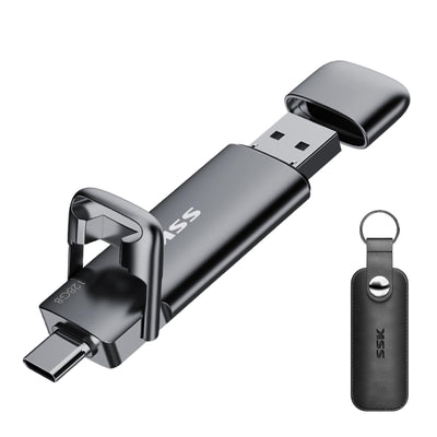 SSK USB C Externe SSD 128GB, mit bis zu 550 MB/s Extreme schneller USB-Stick, Dual-USB Typ C + USB A USB3.2 Gen2 Speicherstick für Android-Telefon, Laptop, Tablet, Mac