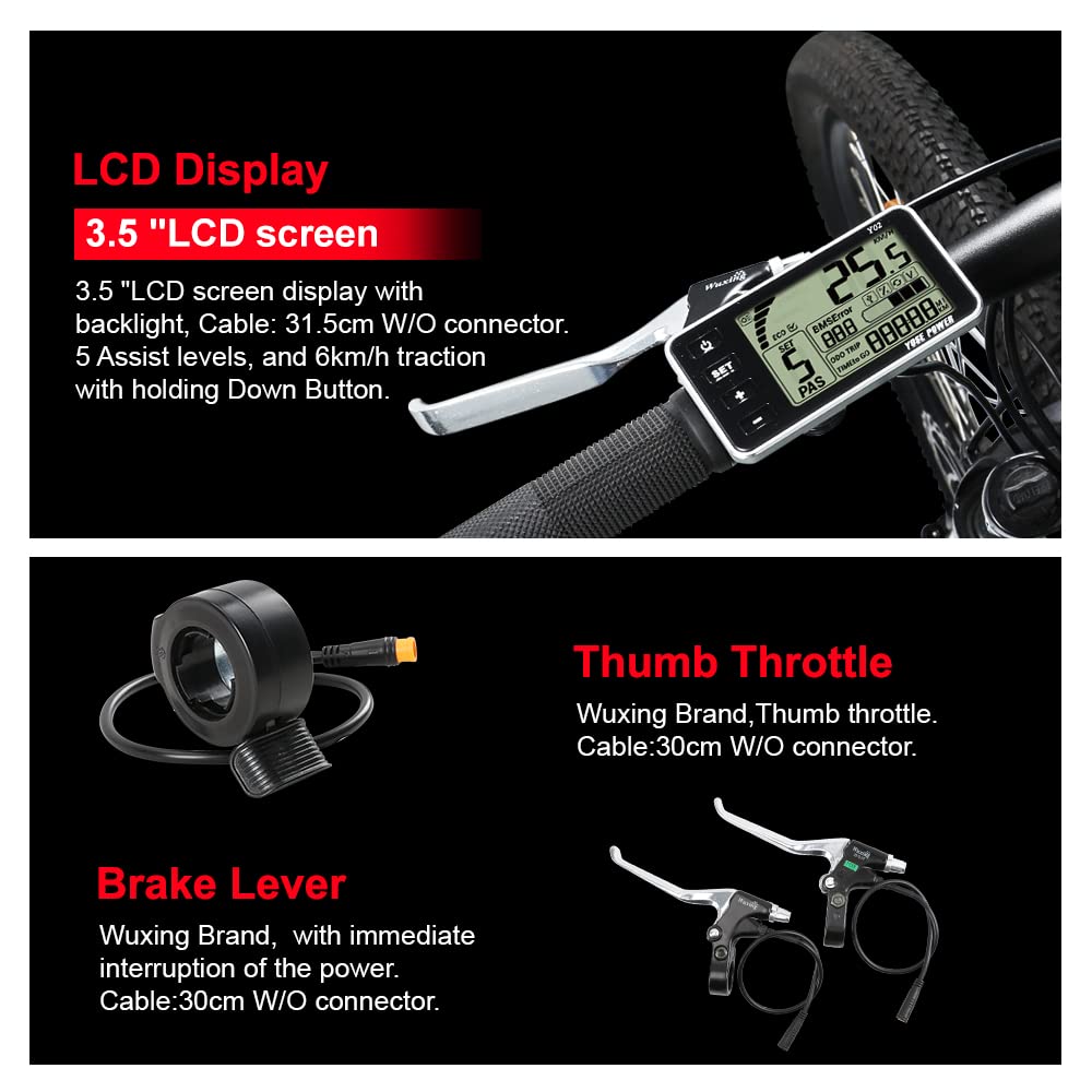 SEASON 28'' E-Bike Umbausatz 36V 350W Brushless Getriebe Hinterrad Nabenmotor, passend für Kassette 8/9/10 Gang, mit LCD Anzeige