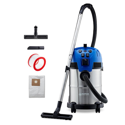 Nilfisk Multi II 30L T Inox Nass-/Trockensauger für Haus, Garten und Auto | Nass- und Trockensauger für die Innen- und Außenreinigung (1400 W)