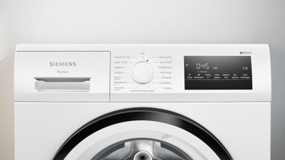 Siemens WM14N225 Waschmaschine iQ300, Frontlader mit 8kg Fassungsvermögen, 1400 UpM, speedPack L, smartFinish, Outdoor-Programm, LED-Display, Weiß, 60cm