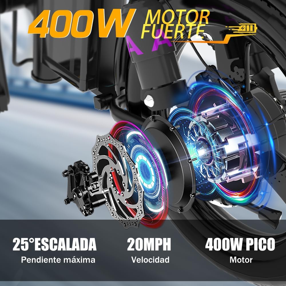 DEEPOWER Klappbares Elektrofahrrad, Elektrofahrrad, 48V 10Ah herausnehmbarer Akku, 250W Motor, Doppelscheibenbremsen, Citybike für Erwachsene (10Ah)