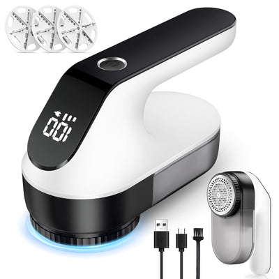 maxtachi Fusselrasierer Elektrisch Aufladbar, Fusselentferner Entfussler für Kleidung mit 3 Geschwindigkeiten, 6-Klingen-Kopf Flusenentferner für Alle Stoffe, LED-Anzeige Wollrasierer Lint Remover