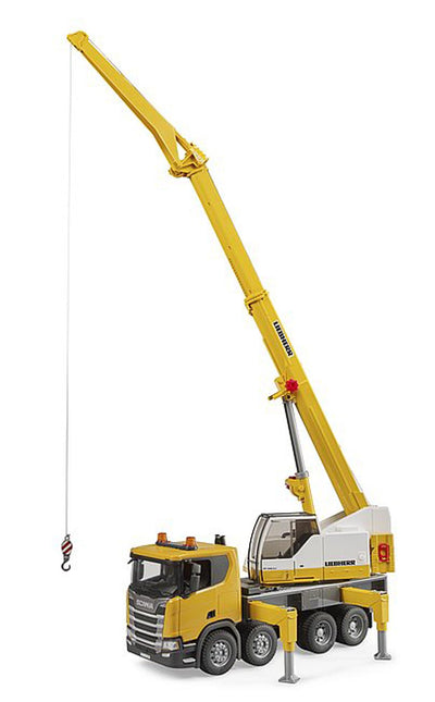 bruder 03571 - Scania Super 560R Liebherr Kran LKW mit Light & Sound Modul - 1:16 Fahrzeuge, Baufahrzeug, Kranwagen, Lastwagen, Spielzeug ab 4 Jahre
