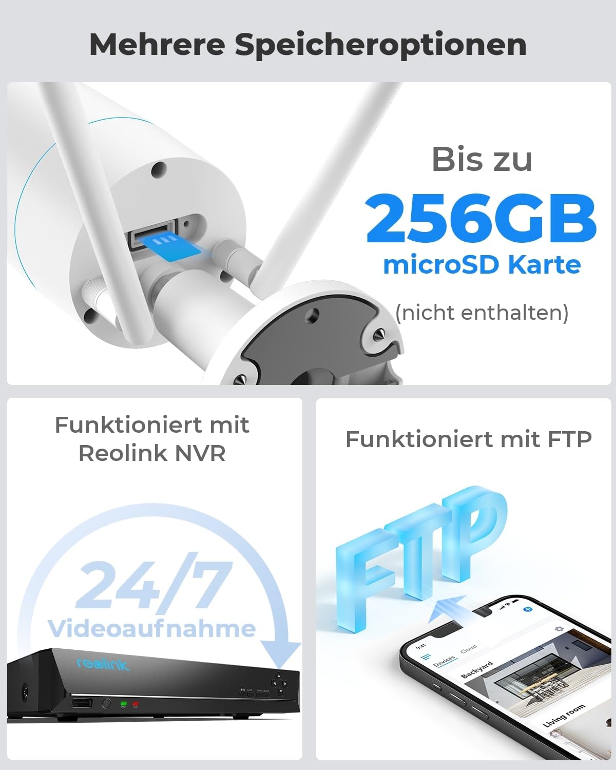 Reolink 5MP WLAN Kamera Outdoor, 2,4GHz/5GHz WLAN CCTV IP Kamera Aussen mit Person/Auto/Tiererkennung, IP67 Wetterfest, Nachtsicht, Bewegungsmelder, SD-Kartenslot, Zeitraffer, Außenkamera RLC-510WA