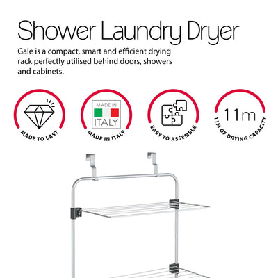 Metaltex Gale Wäschetrockner über der Tür, graue Epotherm-Beschichtung, 3,5 x 58 x 87 cm, für Trockne das Kleidungsstück