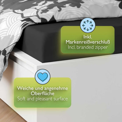 ETÉREA Bettwäsche Set 4-teilig Osaka Grau - 100% Baumwolle - 2X Bettbezug 135x200cm + 2X Kissenbezug 80x80cm - Bettwäsche 135x200cm Baumwolle 4 teilig - natürlich weich - OEKOTEX Made in Green - Grau