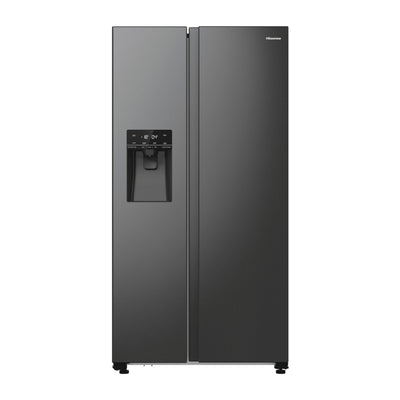 Hisense RS5P535NTFE Side-By-Side Kühl-Gefrier-Kombination, 376 Liter Kühlteil, 190 Liter Gefrierteil, Total NoFrost, Multi AirFlow, FastFreeze, Energieeffizienzklasse E, 178,6cm x 91,5cm, schwarz