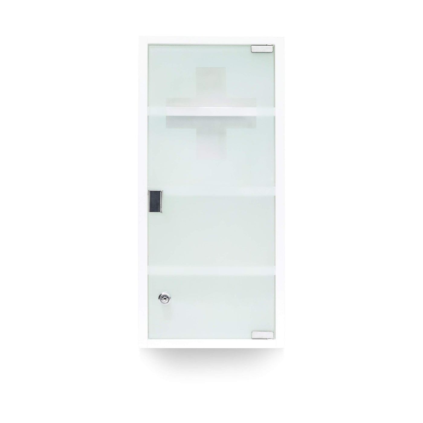 Relaxdays Medizinschrank EMERGENCY XXL Medikamentenschrank Metall und Glas Apothekerschrank fürs Bad HxBxT 57 x 27 x 12 cm mit magnetischer Glas-Tür 4 Ablagen für Medikamente und Verbandszeug, weiß