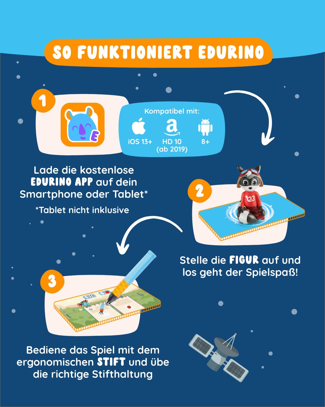 Edurino Starterset Robin Erstes Rechnen bis 10 (Stufe 2) ab 4 J. inkl. Eingabestift | Innovatives und digitales Lernspiel | Zahlenverständnis | Zahlen sortieren & ordnen | Erstes Plus- & Minusrechnen