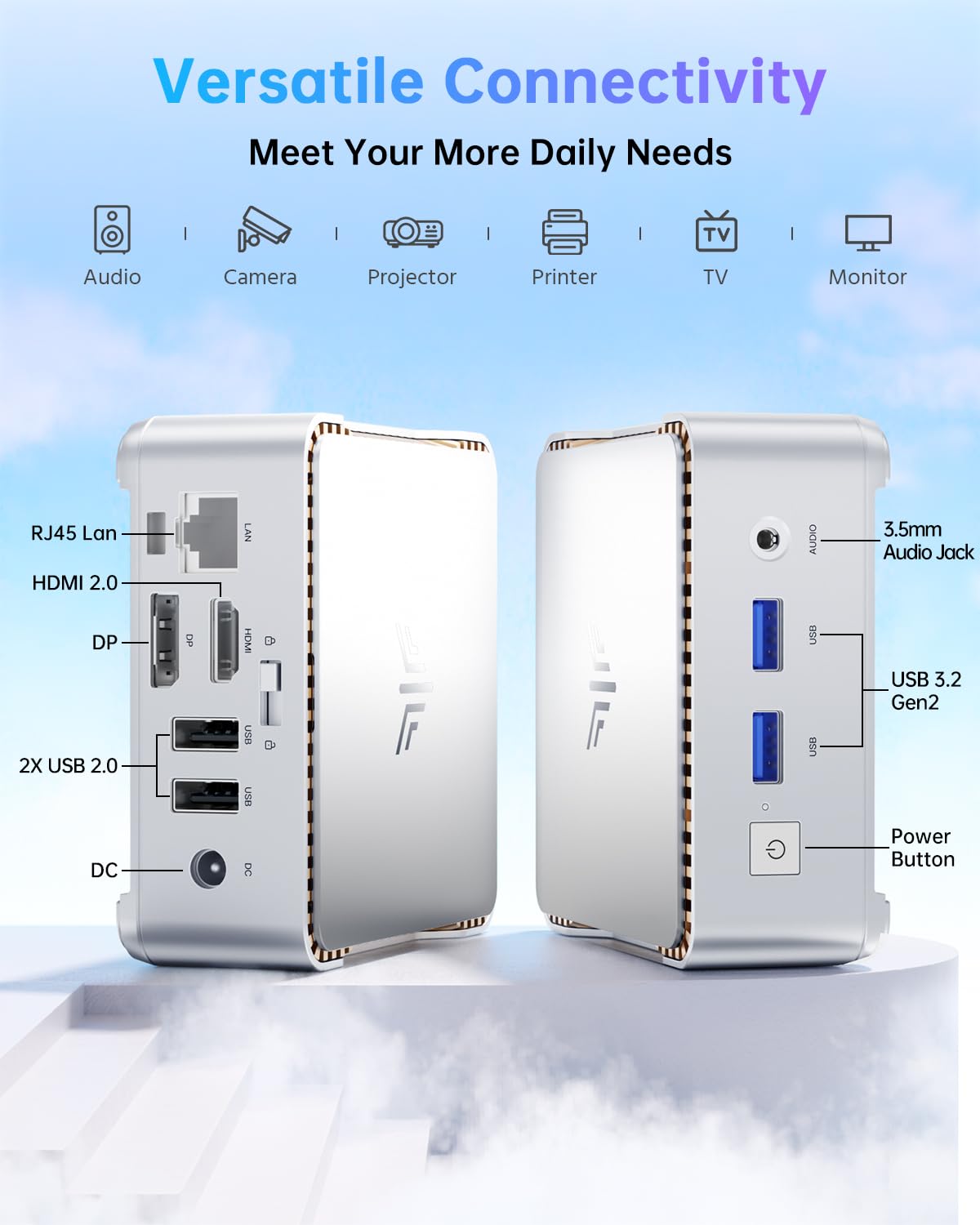 NiPoGi Mini PC Ιntel Alder Lake-N97(bis zu 3,6 GHz), 16 GB DDR4 512 GB M.2 SSD Mini Desktop Computer W-11, Dual-WiFi, HDMI 2.0, DP, 4K UHD Dual Display E2 Mini-PC mit VESA für Schule, Büro, Heim.