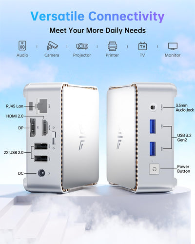 NiPoGi Mini PC Ιntel Alder Lake-N97(bis zu 3,6 GHz), 16 GB DDR4 512 GB M.2 SSD Mini Desktop Computer W-11, Dual-WiFi, HDMI 2.0, DP, 4K UHD Dual Display E2 Mini-PC mit VESA für Schule, Büro, Heim.