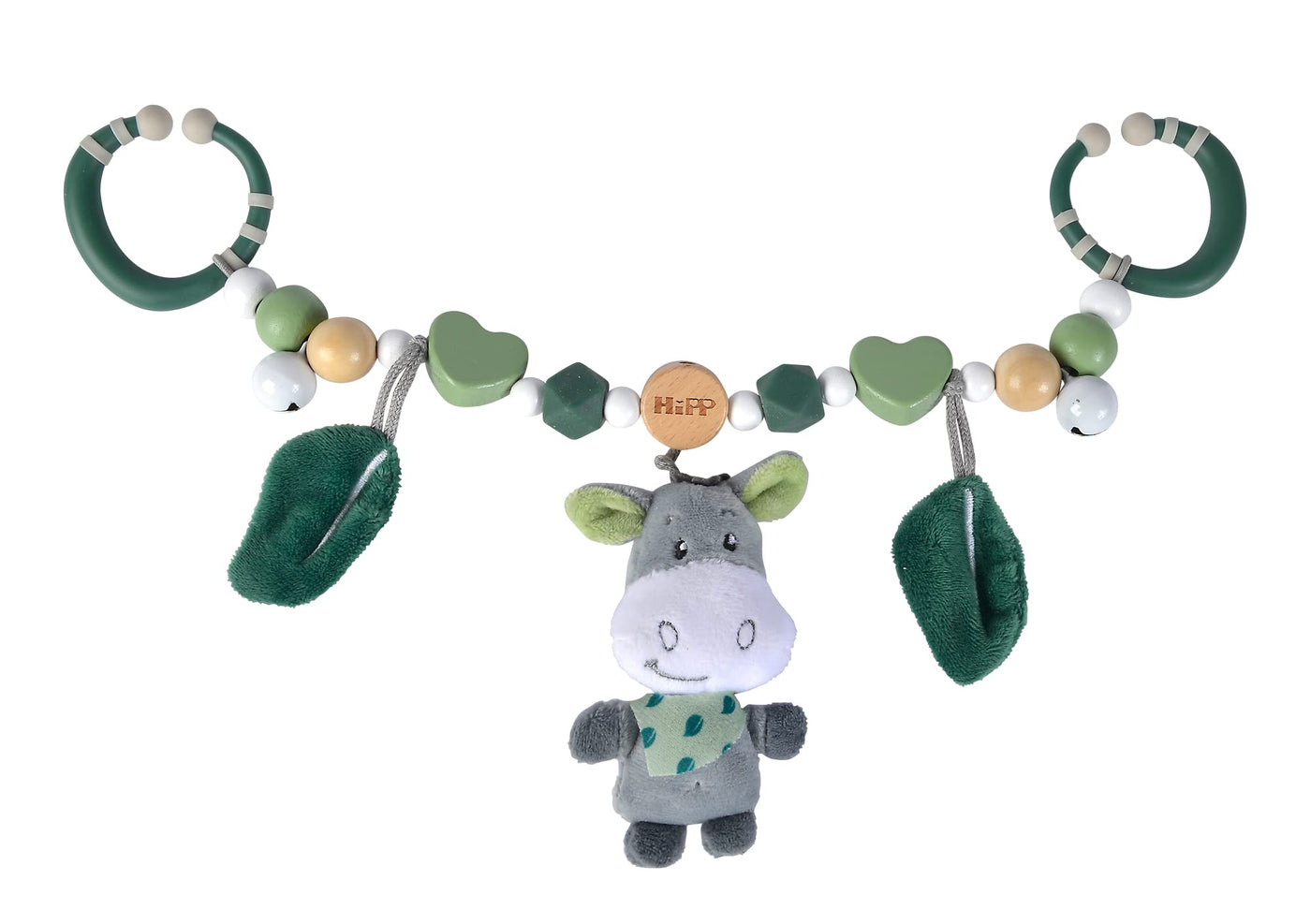 Eichhorn - Baby Hipp Collection - Wagenkette mit verschiedenen Elementen, Plüschesel mit Rasselfunktion, inkl. Glocken, FSC zertifiziertes Buchenholz, ab den ersten Lebensmonaten geeignet, Mehrfarbig