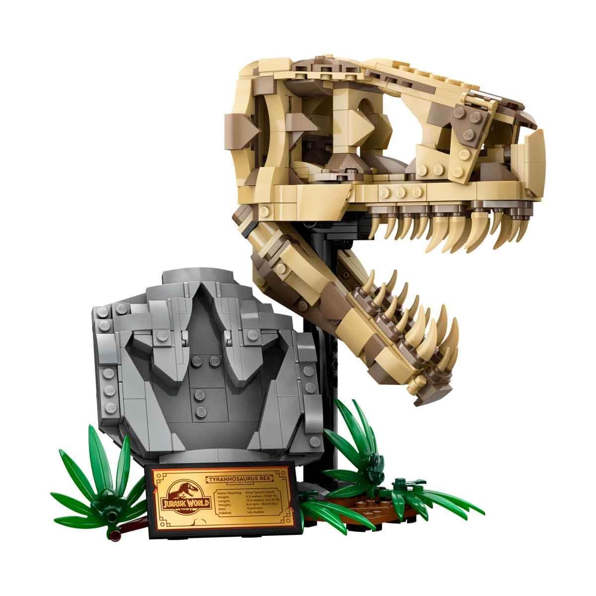 LEGO Jurassic World Dinosaurier-Fossilien: T.-rex-Kopf, Dinosaurier-Spielzeug zum Bauen, Dino-Deko fürs Kinderzimmer, T-Rex-Schädel-Skelett mit Fußabdruck, Geschenk für Jungs und Mädchen 76964