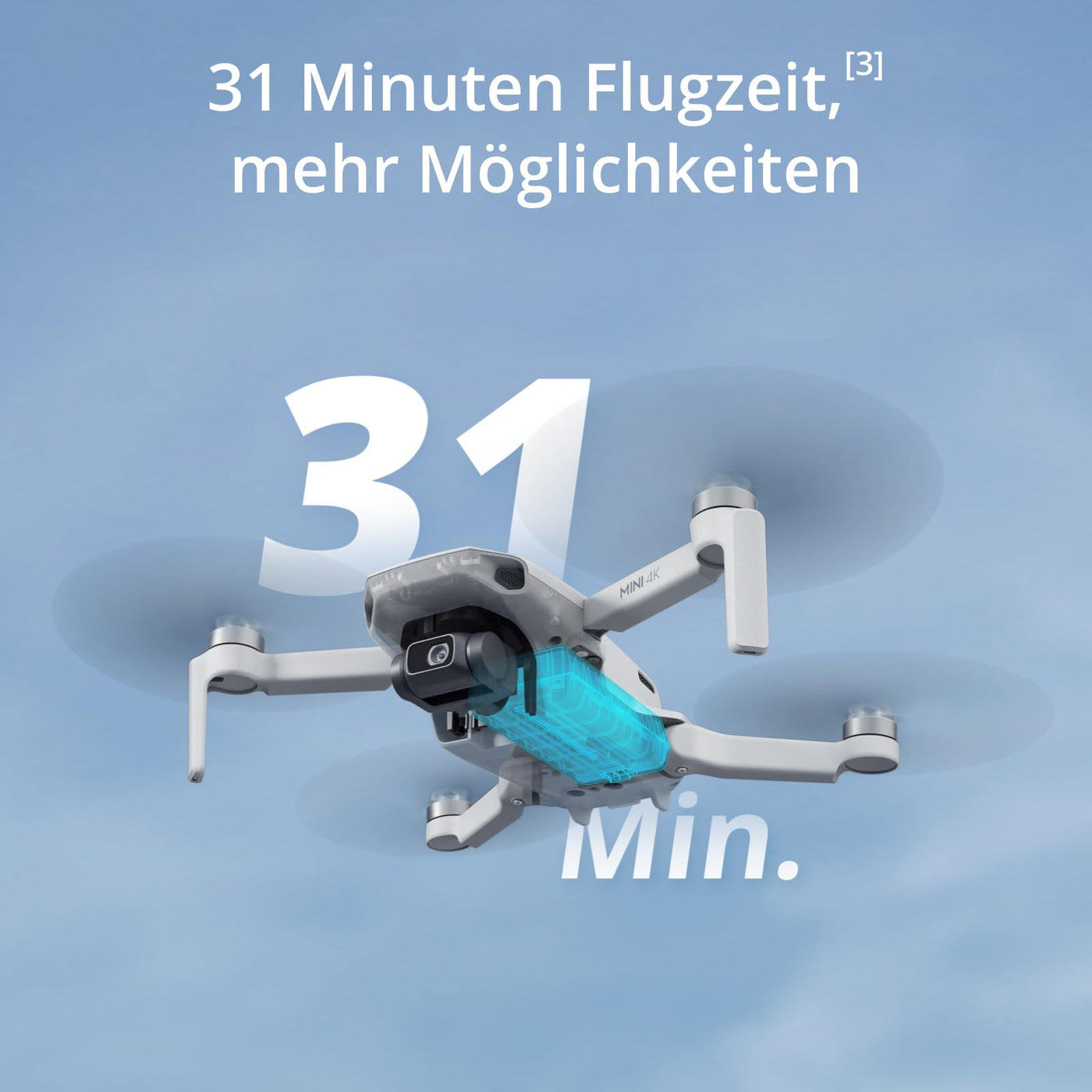 DJI Mini 4K Drohne mit 4K UHD Kamera Für Erwachsene, 3-Achsen-Gimbal-Stabilisierung, C0, QuickShots, 10 km Videoübertragung, Autom. Rückkehr, Windstabil, 1 Akku (31 min Flugzeit), Unter 249g