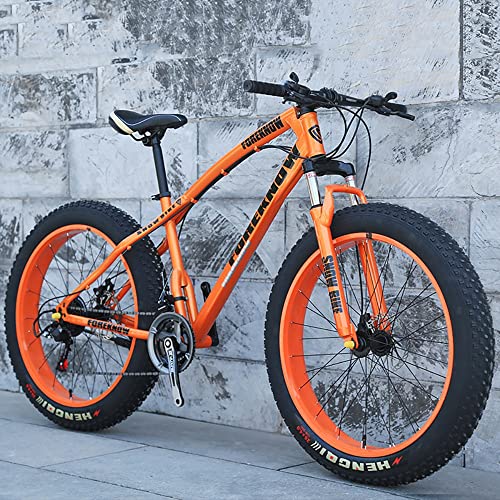 Wmmner Mountainbike, 20/24/26 Zoll, 7/21/24/27/30 Gänge, Erwachsene, Fat Tire Mountainbike, mit Rahmen aus Karbonstahl und Doppelscheibenbremse, Vorderradaufhängung