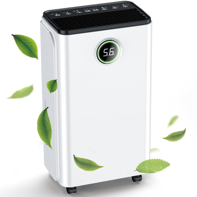 Luftentfeuchter 12L/Tag, Auto Entfeuchtung, 24H-Timer Ein/Aus, Kontinuierliche Entwässerung, Leistungsstarker Raum Luftentfeuchter mit LED Display und Steuerung, Gegen Feuchtigkeit