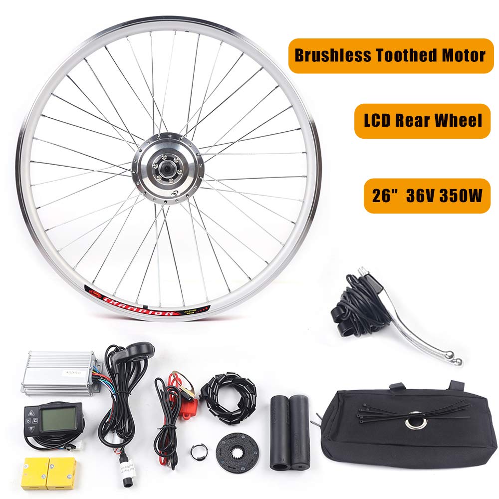 Froulaland 26 Zoll 36V 350W Elektrofahrrad Hinterrad Umbausatz E-Bike Conversion LCD Kit Ausgestattet Mit Einem Leistungsstarken Controller, Um Eine Große Stromversorgung Sicherzustellen.