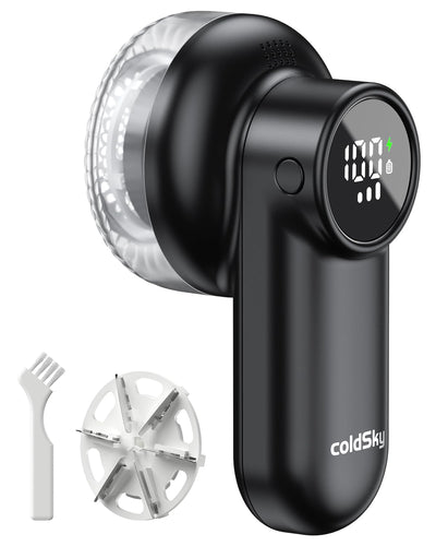 coldSky Wiederaufladbarer Stoffrasierer, Fusselrasierer mit Digitalanzeige, Pullover-Rasierer mit 6-Blatt-Klingen und Sicherheitsverriegelung, 3 Geschwindigkeiten Defuzzer Entfernen Sie Fuzz, Pillen