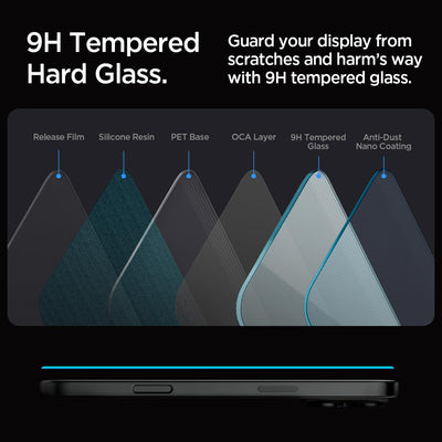 Spigen Glas.tR EZ Fit Schutzfolie kompatibel mit iPhone 16 Pro, 2 Stück, Kratzfest, 9H Härte Folie