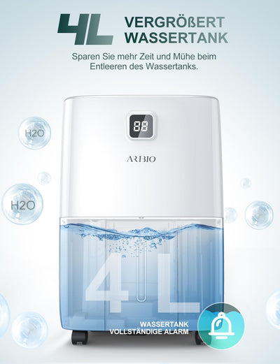 Luftentfeuchter Elektrisch 30L/24H, Mit Feuchtigkeitssensor und LED-Anzeige, Raumgröße ca.300m³/100m², 4L Wassertank und Abflussrohr, 24H Timer, für Gegen Feuchtigkeit, Schimmel und Wäschetrocknung