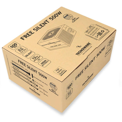 Tecnoware Power Systems - ATX-Netzteil 500, Ultrasilent 12 cm Lüfter, Überspannungsschutz, 2x SATA, 1x 24-polig, 1x 12V 4+4-polig, 2x Molex, schwarz, Größe 500 | Kompatibel mit ATX 12V v.2.01