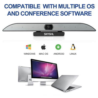 SKYSHL Ultra-HD 4K Kamera für Videokonferenzen 8 MIC Webcam Videokonferenzsystem mit Rauschunterdrückung,AI Tracking, Autofokus, Digitalzoom, für Besprechungsräume/Spiele/Unterricht/Streaming-VCC4K