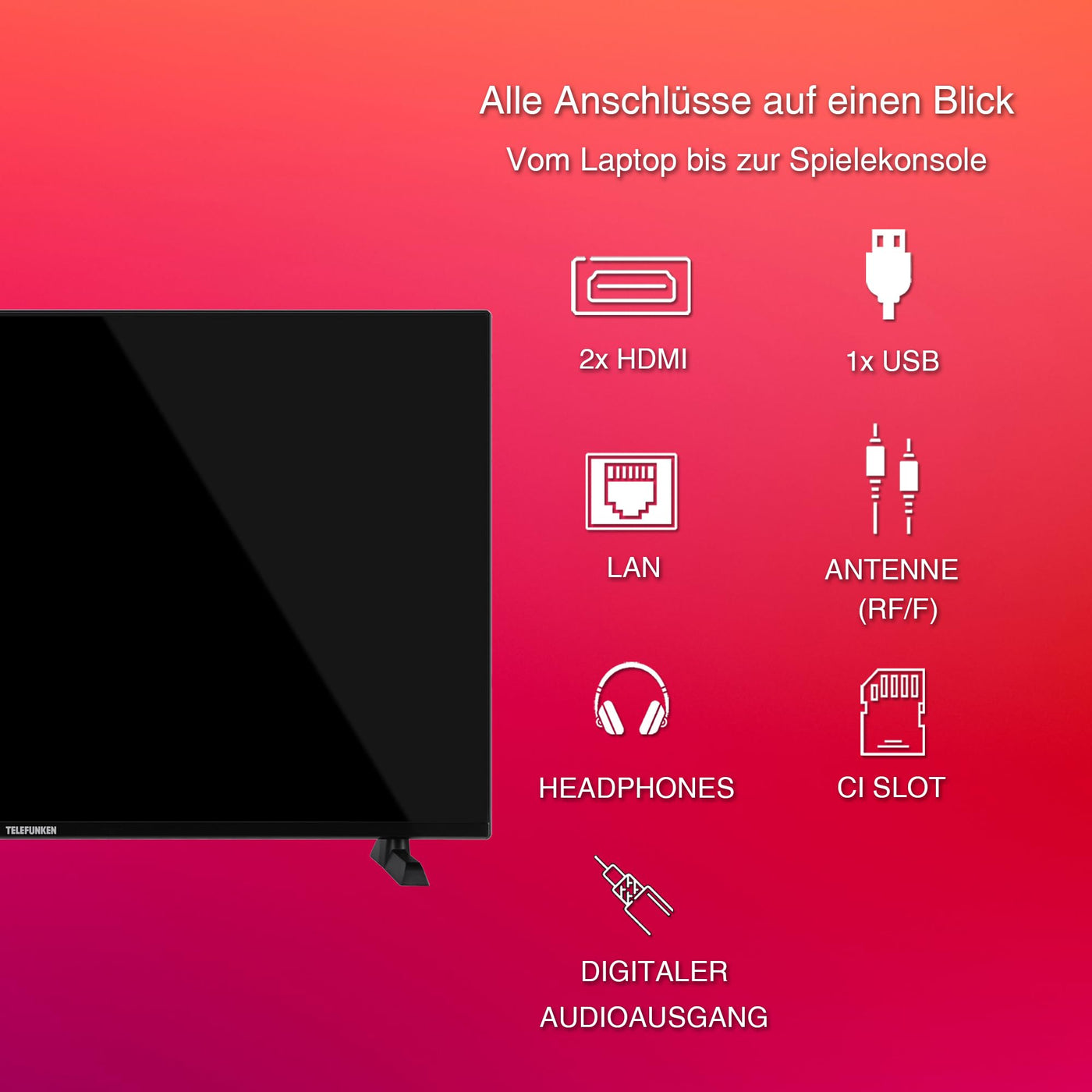 Telefunken Fernseher 40 Zoll Smart TV Powered by TiVo (Full HD, HDR, HD+ 6 Monate inkl., Triple-Tuner) XF40TO900S